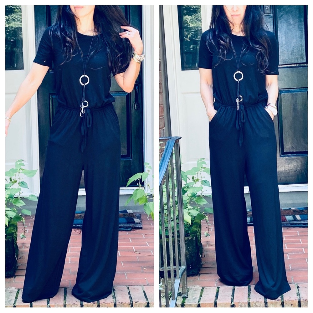BLACK FABULOUS WIDE LEG SIDE POCKETS JUMPSUIT - Picture 3 of 12